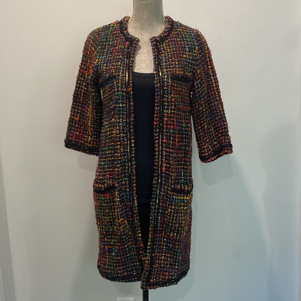Anthropologie Twa Berwyn Tweed Coat Cardigan Multicolor NWT XS - Picture 5 of 16